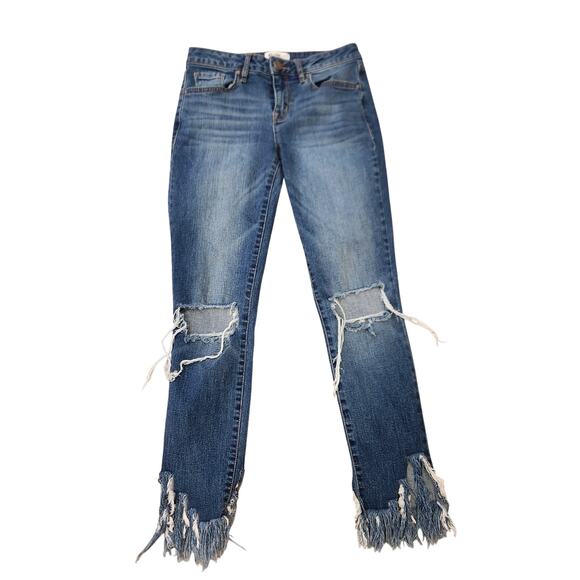 William Rast By Justin Timberlake & Trace Ayala Fringed Ankle Ripped Jeans Sz 25 - Picture 4 of 5